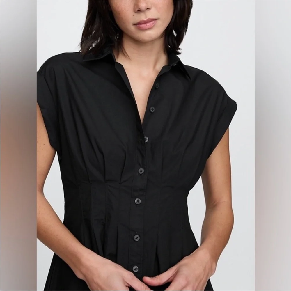 NWT! Gap Poplin Midi Black Shirtdress Contemporary - Multiple 🎻 - Picture 4 of 9